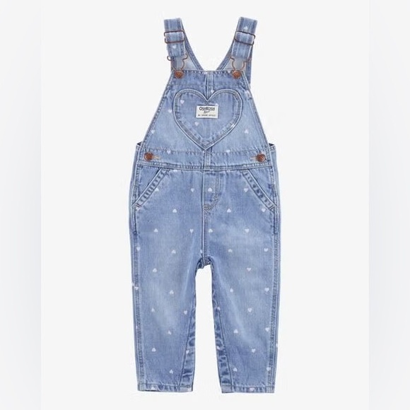OshKosh Baby Girl Denim Hearts Overalls